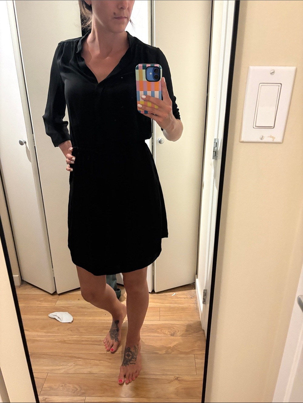 Aritzia Babaton Black Mini Shirt Dress